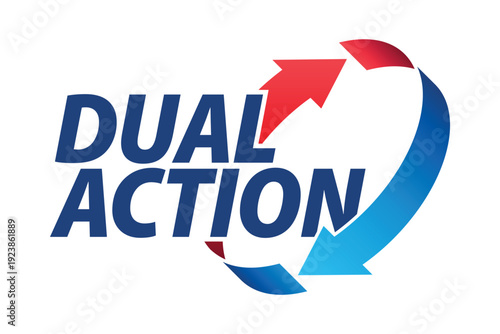 Double Action, dual action, 2x vector icon logo badge