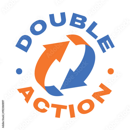 Double Action, dual action, 2x vector icon logo badge