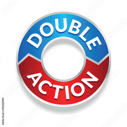 Double Action, dual action, 2x vector icon logo badge