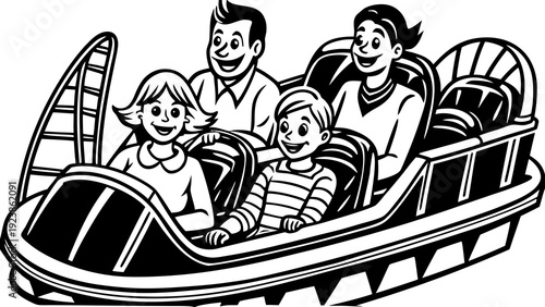 Family enjoying a thrilling ride together at an amusement park