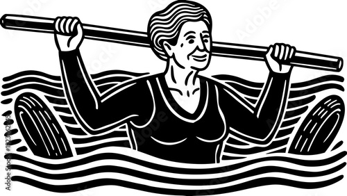 Person rowing a boat through calm waters on a sunny day