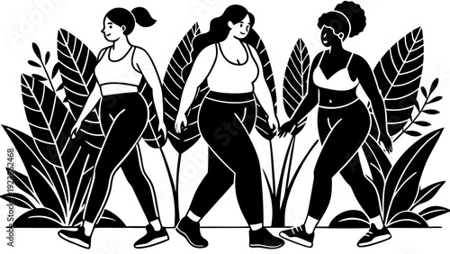 Silhouettes of people walking through a field of tall grass with an unclear destination