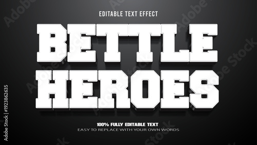 bettle heroes editable text effect 3d vector premium