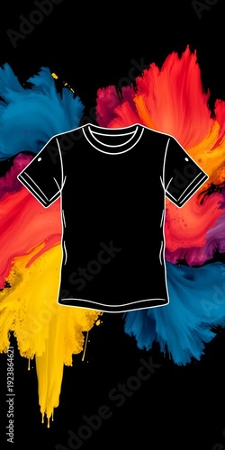 Black t-shirt icon, basic line drawing for clothing,  apparel,  black