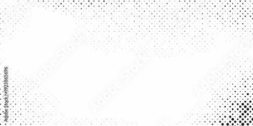 Grunge halftone gradient background. Faded grit noise texture. White and black sand wallpaper. Retro pixelated backdrop. Anime or manga style comic overlay. Vector graphic design textured template