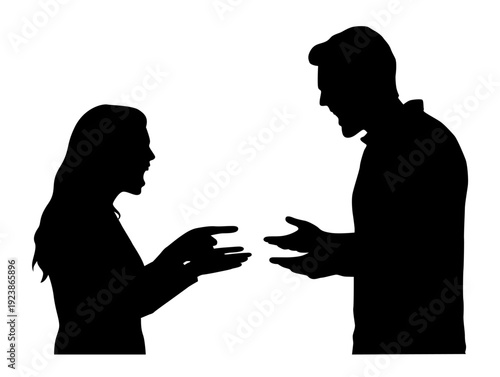 Arguing couple, couple quarrel, misunderstandings in family, cheerless emotional people shouting at each other