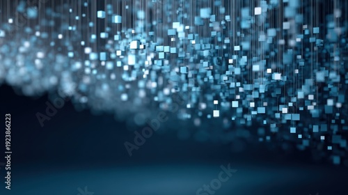 Abstract digital data stream in shades of blue with a blurred background, suggesting a flow of information. This image evokes a sense of futuristic technology and data analysis.