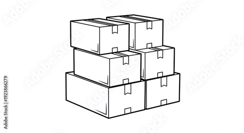 Stack of Cardboard Boxes Illustration