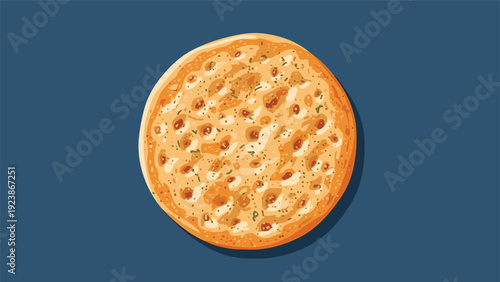 Delicious freshly baked traditional flatbread presented on a clean solid dark blue background suitable for food blog or menu design.