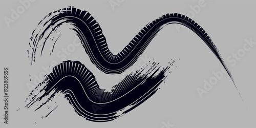 Black tire marks on road, Black rubber tire marks and tread marks, Tire trace track wheels texture and background, Auto tire tread grunge. Eps10