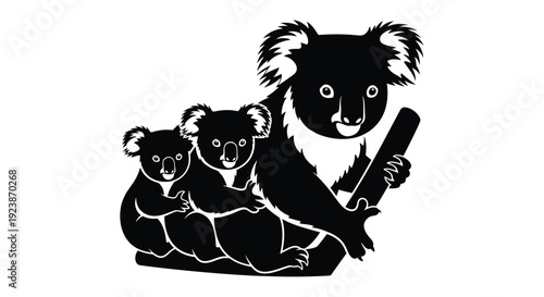 Koala Family Silhouette Wildlife Illustration