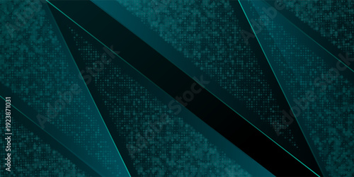 Dark Teal Halftone Dots Abstract Background with Diagonal Glow Lines and Gradient Tech Texture for Modern Banner Poster Graphic Design