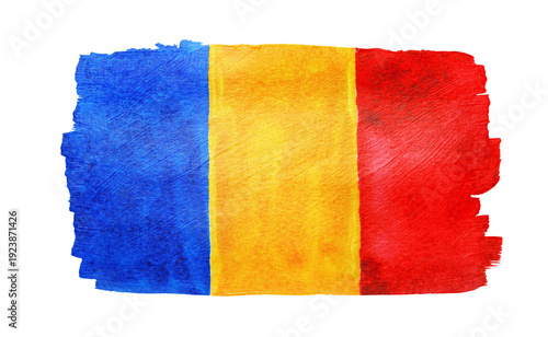 Romanian flag on white background