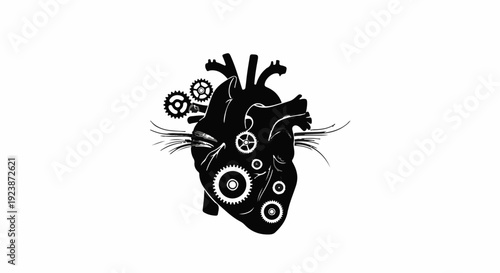 Intricate mechanical heart with gears and steam, symbolizing complex emotions and inner workings.