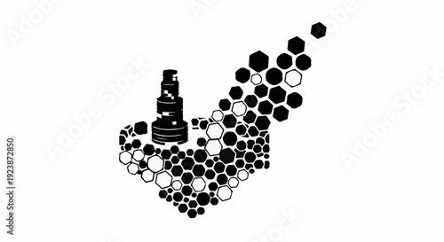 Abstract representation of data growth and digital transformation with geometric shapes and a central pillar.