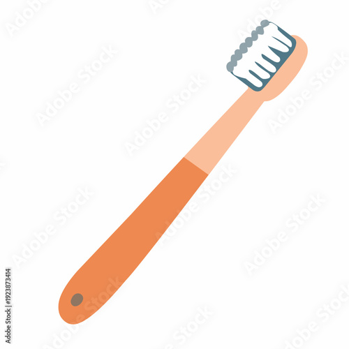Toothbrush in flat style for daily routine theme. Ideal for dental habit and hygiene visuals.