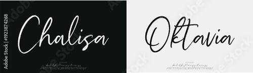 Chalisa Oktavia, Script elegant Modern beauty font alphabet logo. Typography beautiful luxury minimal elegant serif fonts fashion wedding vintage retro logos. vector illustration
