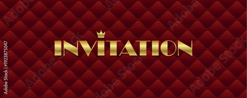 golden invitation text on luxury red shining background vector illustration