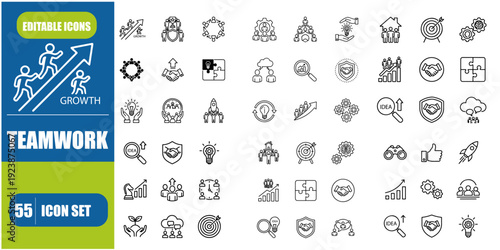 A collection of fifty five pixelated icons depicting various objects and a running figure

