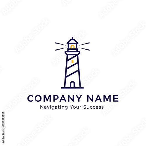 Lighthouse Logo Template for Navigation and Guidance.