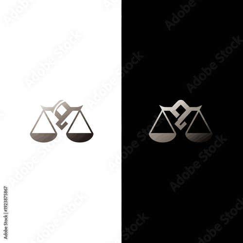 Abstract Symbol of Justice and Balance Represented by Scales and Key.