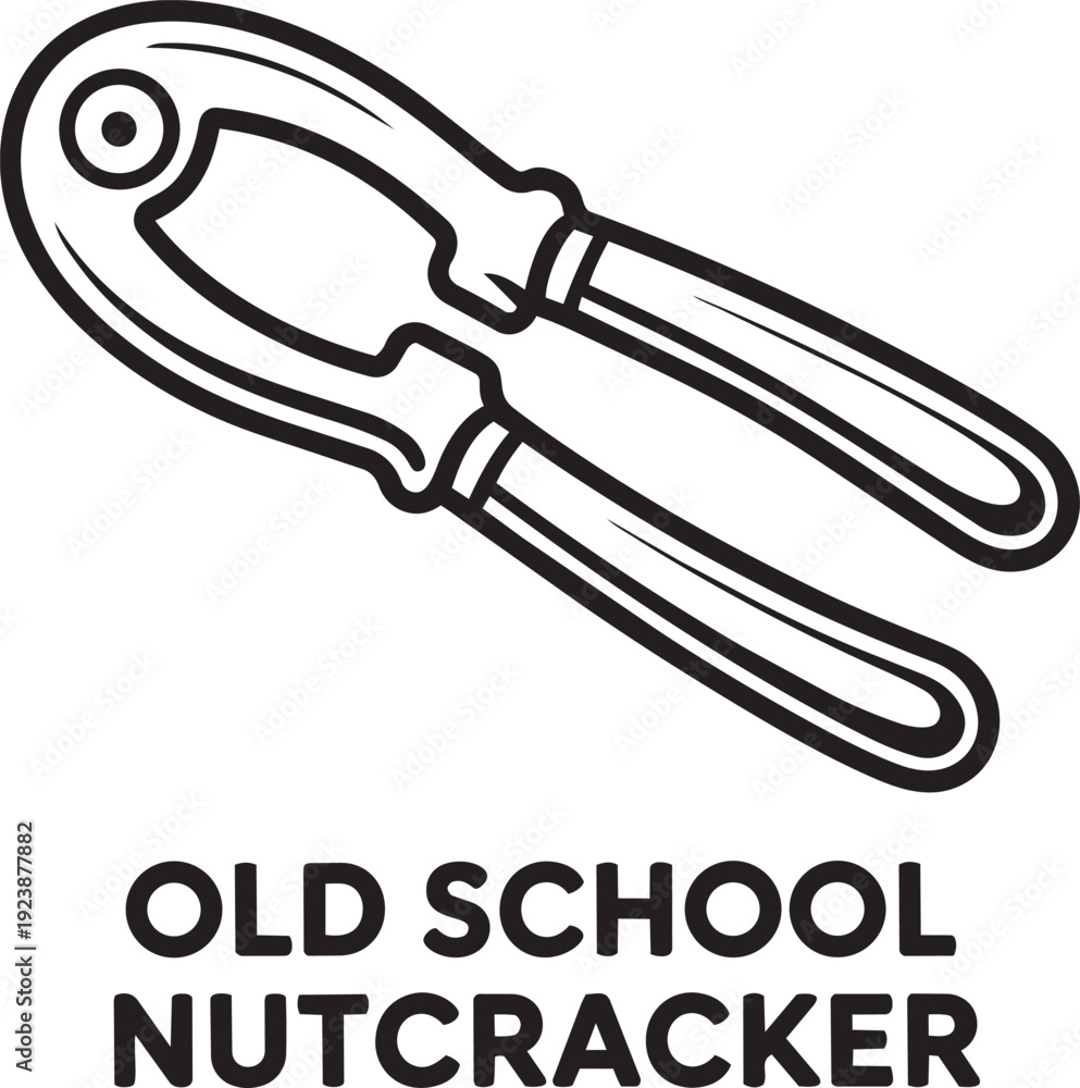 Obraz premium Old school nutcracker vector illustration vintage metal tool design on transparent background