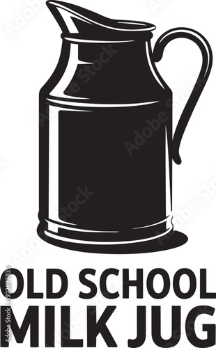 Old school milk jug vector illustration classic metal pitcher design on transparent background