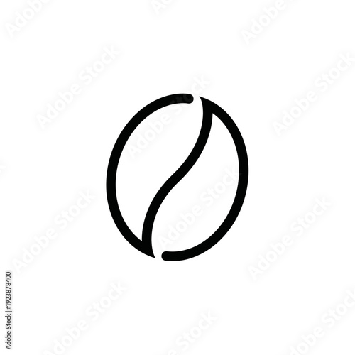 Simple Black Outline Icon of a Single Coffee Bean.
