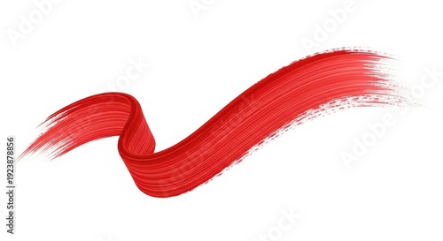 Red Abstract Brush Stroke Isolated on White Background