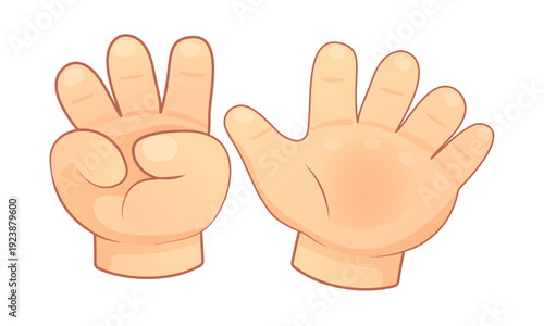 Cute cartoon child hands showing number eight counting