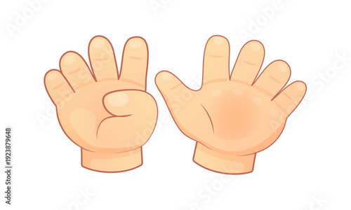 Cute cartoon child hands showing number nine counting gesture