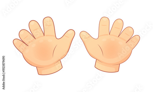 Cute cartoon child hands showing number ten counting gesture