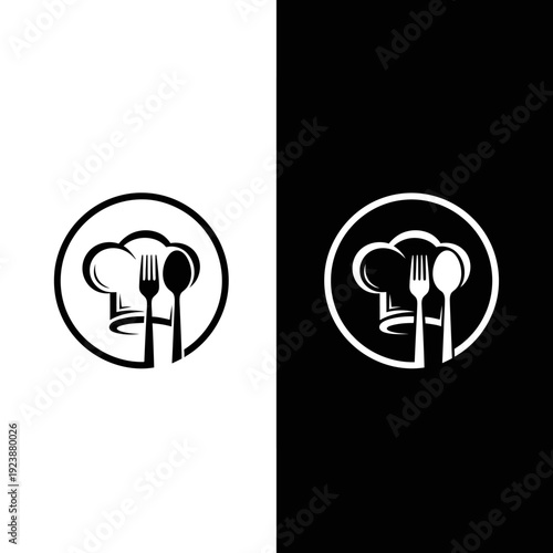 Chef Hat and Utensils Logo Design.
