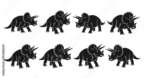 Multiple Triceratops Dinosaurs Silhouette Collection