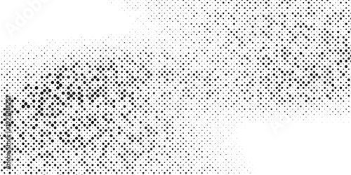 Grunge halftone gradient background. Faded grit noise texture. White and black sand wallpaper. Retro pixelated backdrop. Anime or manga style comic overlay.vector eps 10.