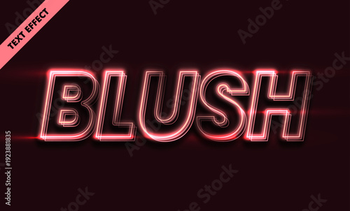Neon blush text effect with pink red glow light and futuristic modern style