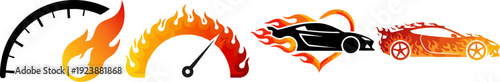 Dynamic Automotive Speed and Flame Graphics Collection