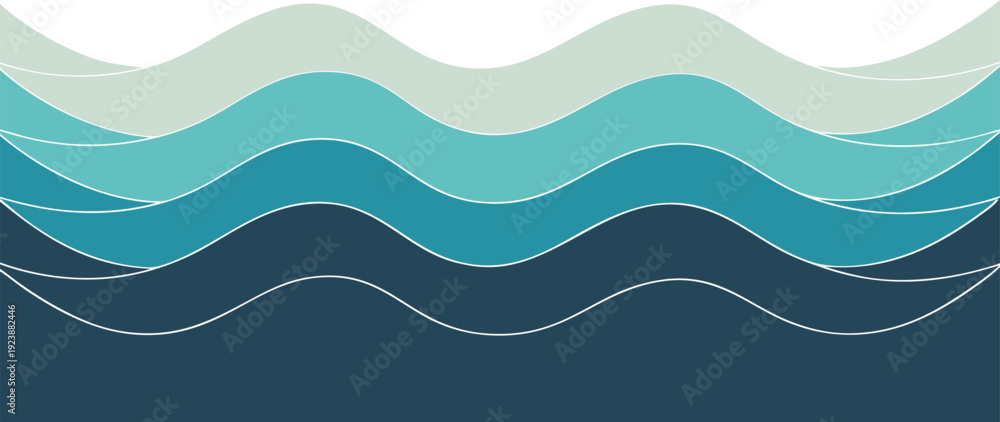 Fototapeta premium Stylized Ocean Waves Illustration