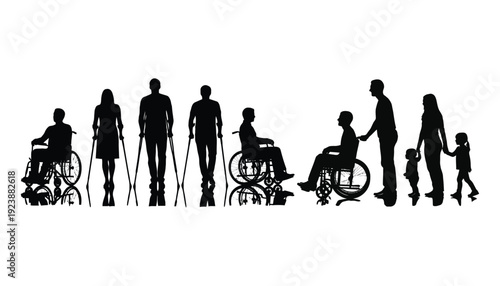 Diverse disability representation silhouette collection