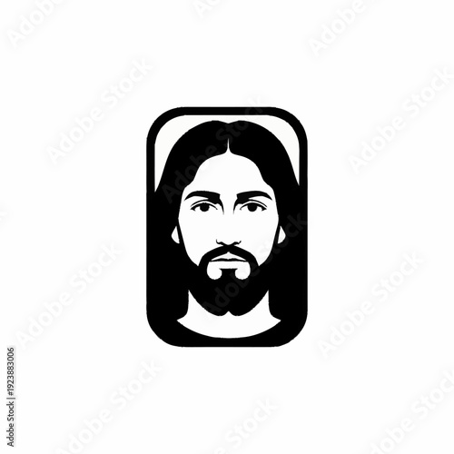 Jesus Christ portrait icon religious symbol.