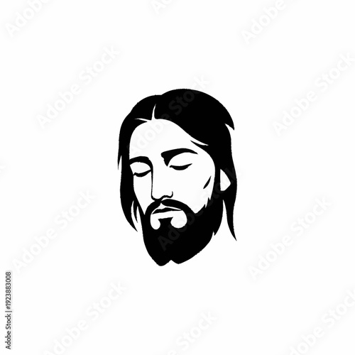 Jesus Christ Face Religious Symbol Icon.