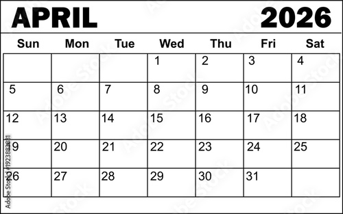 April 2026 Calendar Planner 