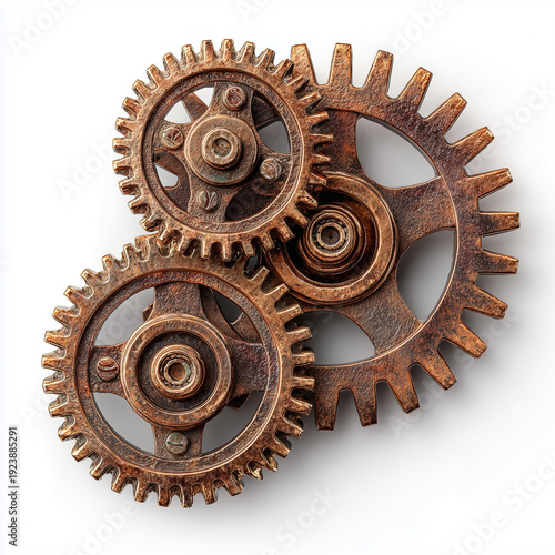 Interlocking Metal Gears – Mechanical Engineering and Teamwork Concept