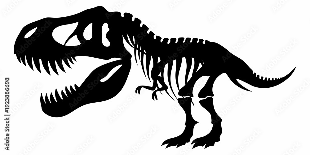 Obraz premium Tyrannosaurus Rex T-Rex Skeleton Fossil Silhouette Vector
