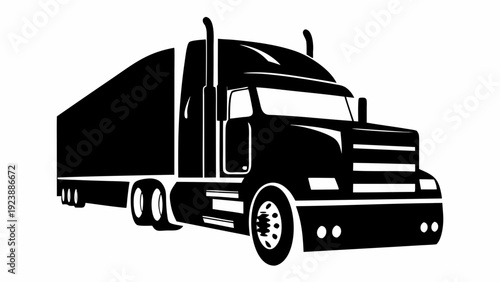 Semi-Truck and Trailer Silhouette Vector Graphics