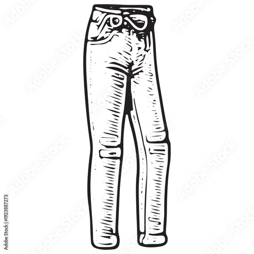 Vintage Straight Leg Jeans Hand Drawn Fashion Sketch
