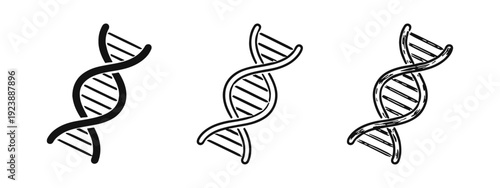 DNA Genetic Structure Icon Pack. Biotechnology, Genomics, and Molecular Biology Vector Symbols.