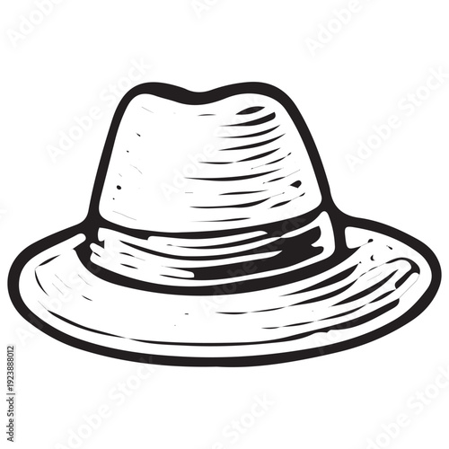 Hand Drawn Fedora Hat Vintage Fashion Illustration