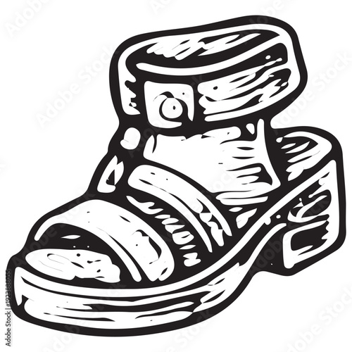 Vintage Platform Sandal Hand Drawn Fashion Art