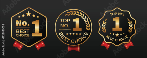 Best choice no.1 premium badge collection. Gold and black label and stamp for best quality product.